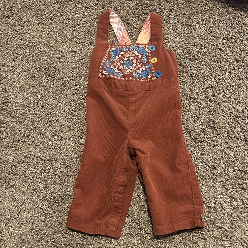 Matilda Jane Brown Overalls with Blue Embroidery